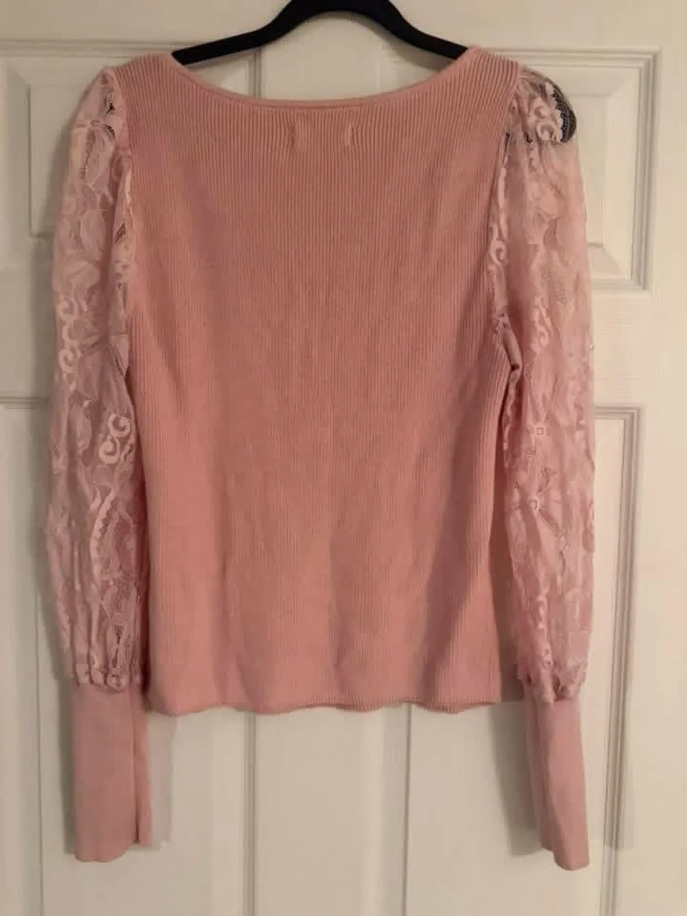 Anthropologie Lightweight Lace-Sleeve Sweater Sz Medium